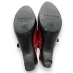 Taryn Rose  Red Leather Calf Hair Contoured Heel Mule Braided Strap Size 36.5 Photo 14