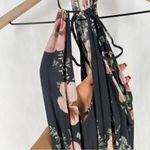 Roe + May Floral Print Crepe Halter‎ Tie Neck Wide Leg Jumpsuit Gray Photo 5