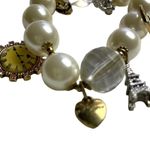 Betsey Johnson  Ivory Angel Heart Stretch Pearl Charm Bracelet u Photo 5