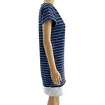 Merona  LARGE Blue White Striped Short Sleeve Column Shift T-Shirt Mini Dress Photo 2