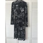 Chico's  Black White Floral Print Long Sleeve Wrap Midi Dress Size 2 (USL) Photo 3