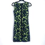 Elie Tahari Women's Sleeveless Lace Sheath Dress Navy Blue neon Green Size 0 Photo 2