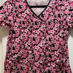 Dickies  Scrub Top Pink and Black Hearts and Stars Size Medium Photo 0