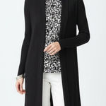 Venini Black Ribbed Open Front Long Sleeve Knit Duster Cardigan Sweater M Size M Photo 0