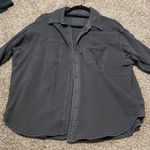 Aerie  Gray Lumberjane Fleece Women's Charcoal Button Down Shirt Photo 0