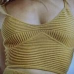 Aerie Women's Size Small Knit Crop Tank Deep Mustard Yellow Adjustable NWT Photo 0