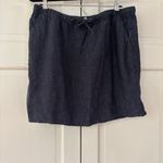 Garnet Hill Essential 100% Linen Pull On Denim Mini Skirt Pocket Chambray Size L Photo 2