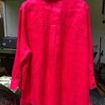 Caroline Rose pink linen button down shirt 1X Red Photo 5