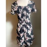 Abercrombie & Fitch Abercrombie Fitch Black Floral Smocked Back Mini Dress Tie Sleeve boho Y2K fairy Photo 3