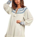 Free People  Women's Erin Ivory Embroidered Long Sleeve Mini Dress Size XS Photo 0