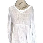 C.M.C Womens Blouse Top Sz Small Bohemian Ruffle Flare Slit Sleeves High Low Photo 0