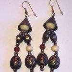 Vintage Copper Color Funky Retro Boho Chunky Beaded Dangling Earrings Photo 0