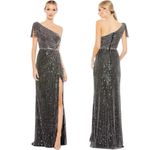 Mac Duggal  Pearl Embellished Soft Tie One Shoulder Gown Size 6 Style #93735 NWT Photo 1