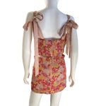 Lulus Floral Two Piece Set Crop Top Mini Skirt Pink Yellow Red Medium M Photo 3