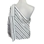 Milly  Nina Top in White One Shoulder Stripes White Blouse Women’s Size 8 New NWT Photo 3
