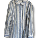Ava & Viv  Womens Blouse Shirt Size‎ 2X Blue White Striped Long Sleeve NEW Photo 0