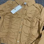 Urban Outfitters Jolie Ruched Button-Down Top NWT Size M - Light Brown Photo 6