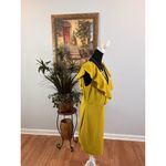 Symphony Women 1XL Yellow Sheath dress Ruffle Sleeveless Zipper Back Deep V-Neck Photo 1