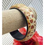 Vintage Clear Lucite Foil Back Chunky Bangle Bracelet Brown Gold Spoted Design Photo 1