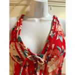 Kona Sol Women's M Red Floral Lace-Up One Piece Swimsuit Photo 2