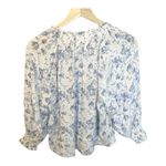 Rails  Mariah Linen-Blend Floral Blouse Size XS in Blue Blossoms Boho Cottagecore Photo 3