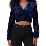 Hutch Claudia Dark Navy Crushed Velvet Wrap Crop Top, EUC, Medium, MSRP $198 Photo 3