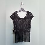 Iris  Los Angeles Crochet Knit Fringe Boho Hippie Witch Crop Top Whimsygoth S/M Photo 5