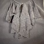 Ralph Lauren Lauren  Beaded Ruffle Knit Top - L Black Sleeveless Photo 1