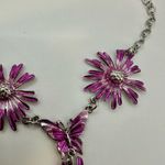 Pink flower butterfly statement necklace Photo 10