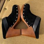 Vince Camuto Ceena Black Suede Clogs with Wooden Heel Size 8 Photo 6