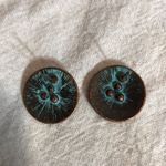Handcrafted One of a Kind Beaten Round Copper Earrings Rhinestones NEW Photo 4