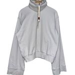 THEILMA Women’s Size M Bone Light Gray Cotton Funnel Neck Wide Arm Sweatshirt Size M Photo 0