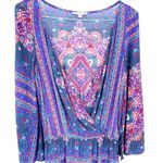 American Eagle  Outfitters AEO Multi Print Bell Sleeve VNeck Festival Boho Romper Photo 2