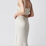 Free People Golden Hour Midi Skirt Tea Combo Ribbed Slit Cream White Size Small Photo 1