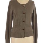 Milly  Green Knit Oversized Button Front Cardigan Sweater Womens L Dark Academia Photo 0