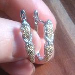 Green Diamond Accent Hoop Earrings Photo 7