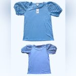 J.Crew  Eyelet puff-sleeve tee Size XS NWT, Bright Peri Color Photo 1