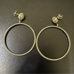 FAS 925 Sterling Silver Pave Crystal Round Hoop Earrings 5g. Photo 2