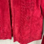 Chico's Vintage  Red Suede Leather Embroidered Jacket Size Small Western Cowgirl Photo 5