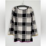 Katherine Barclay Black & White Plaid Long Sleeve Scoop Neck Sweater Women’s L Photo 1