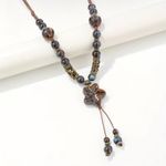 Bohemian Beaded‎ Ceramic Brown Necklace Ethnic Style Flower Pendant Necklace Photo 12