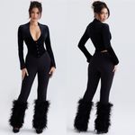 House Of CB  Nicolette‎ Black Trimmed Trousers NWOT black size L NWOT. $239 Photo 10