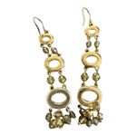 Liz Claiborne  Green Gold Rhinestone Dangle Circle Formal Holiday Hook Style Photo 3