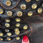 Patron By Perugia Rock Brown Studded Leather Boots Size 8 Western Bling Festival Photo 5