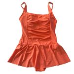 One Piece NWOT-SIZE MEDIUM-WOMENS  SWIMSUIT WITH ATTACHED SKIRT Gorgeous orange  swimsuit, ruched front, top has padding, adjustable straps, please see pictures for sizing and measurements Photo 3