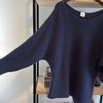 CAbi  Utopia Dark Blue Ribbed Sweater Knit Asymmetrical Hem #6232, L Photo 4