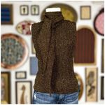 Ganni  Metallic Rib Knit Tie Back Top Womens Size XL Gold Black NWT Retail $ 225 Photo 12