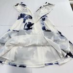 Lulus  Seeing Chic Blue Ivory Racerback Sleeveless Skater Mini Flare Dress MEDIUM Photo 8