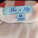 She & Sky Womens Striped Adjustable Strap Tiered Maxi Dress White Coral Medium Photo 7