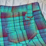 Free People shorts women’s size 4 Green Isla Plaid Madras Cuffed chino belt loop Photo 4